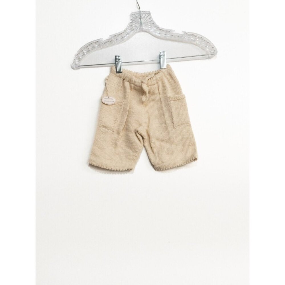 Empress Baby Pants Toddler Beige Cotton Bottoms Pull On Side Pockets Knit 0-6M
